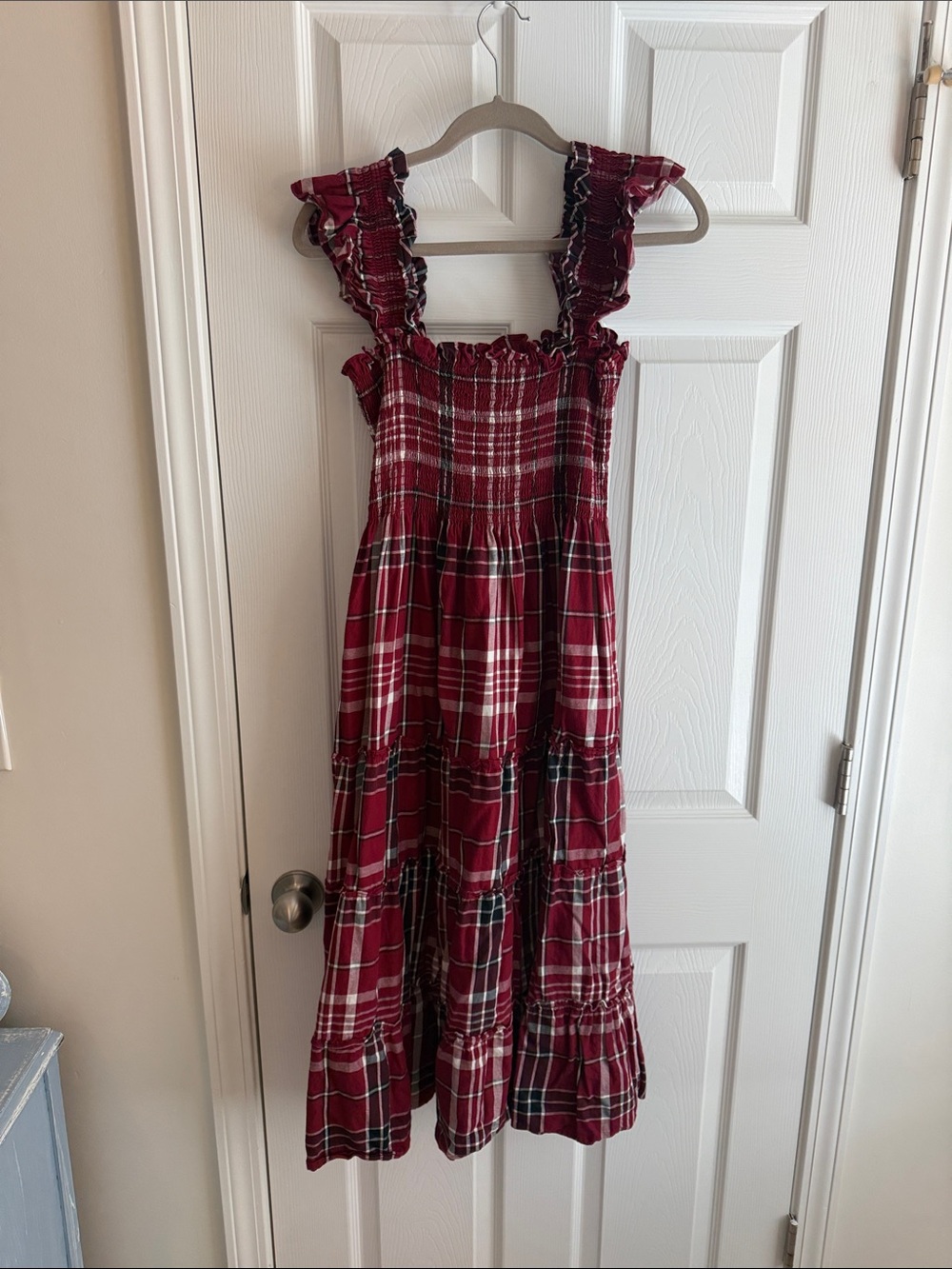 Hill House Red Plaid Ruffle-Strap Sundress